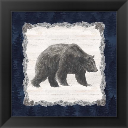 Framed Blue Cliff Mountains I-Bear Print