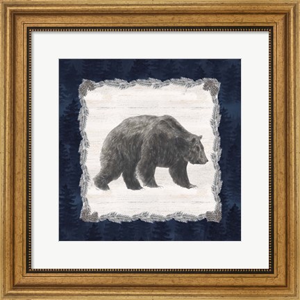 Framed Blue Cliff Mountains I-Bear Print