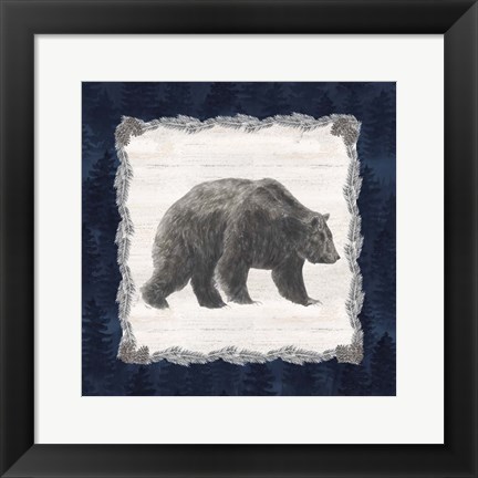 Framed Blue Cliff Mountains I-Bear Print