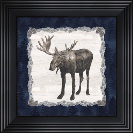 Framed Blue Cliff Mountains IV-Moose Print