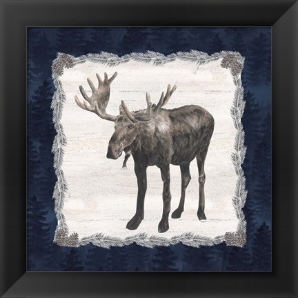 Framed Blue Cliff Mountains IV-Moose Print