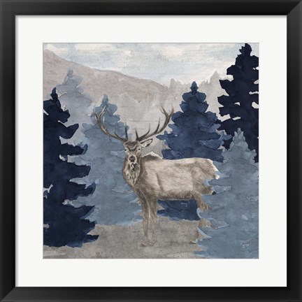 Framed Blue Cliff Mountains scene III-Elk Print