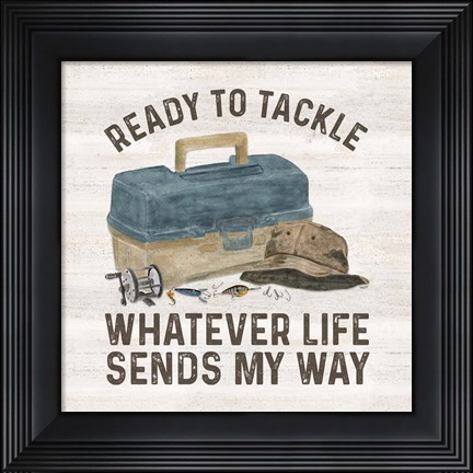 Framed Less Talk More Fishing III-Tackle Print