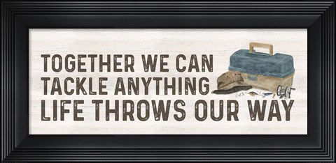 Framed Less Talk More Fishing panel VI-Tackle Print