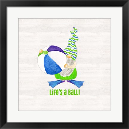 Framed Gnomes of Summer sentiment III-Ball Print