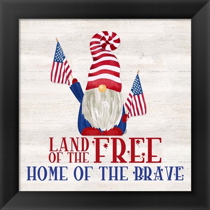 Framed Patriotic Gnomes IV-Land of the Free Print