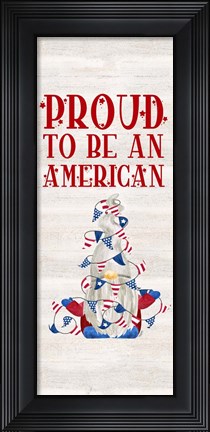 Framed Patriotic Gnomes vertical II-American Print