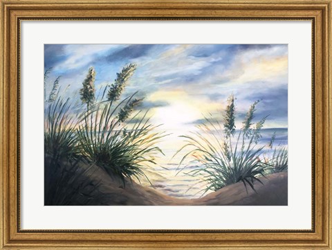 Framed Coastal Sunrise Oil Painting landscape Print