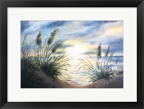 Framed Coastal Sunrise Oil Painting landscape Print