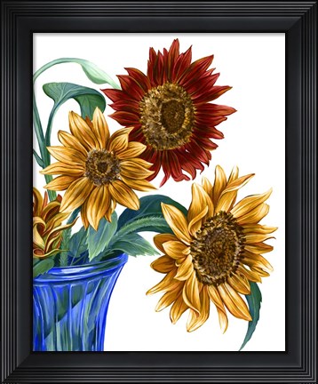 Framed China Sunflowers I Print