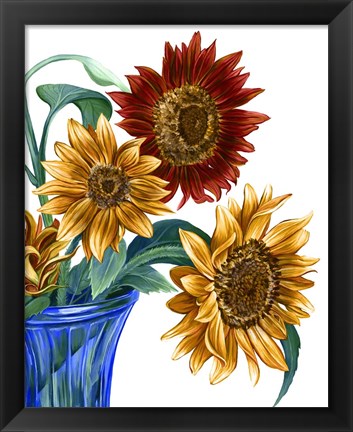 Framed China Sunflowers I Print