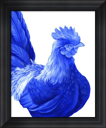 Framed Blue Rooster I Print
