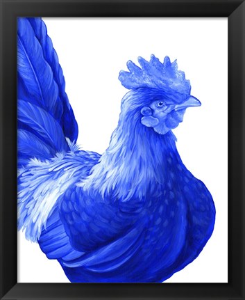 Framed Blue Rooster I Print