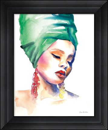 Framed Woman in Green Print