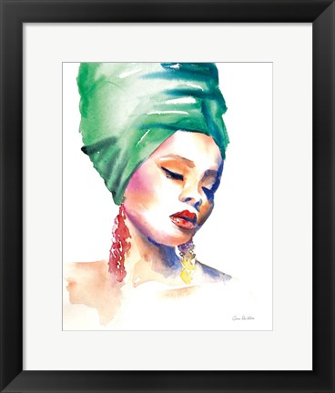 Framed Woman in Green Print