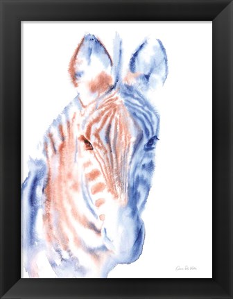 Framed Copper and Blue Zebra Print