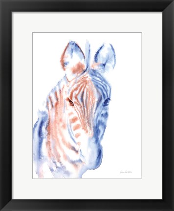 Framed Copper and Blue Zebra Print