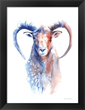 Framed Copper and Blue Ram Print