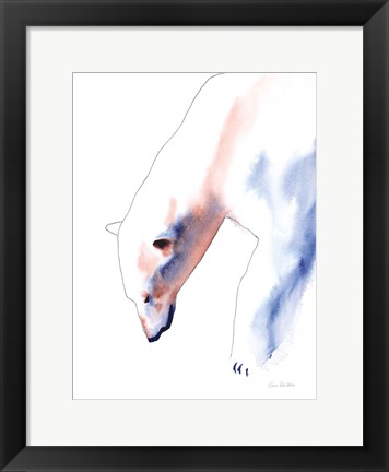 Framed Copper and Blue Polar Bear Print