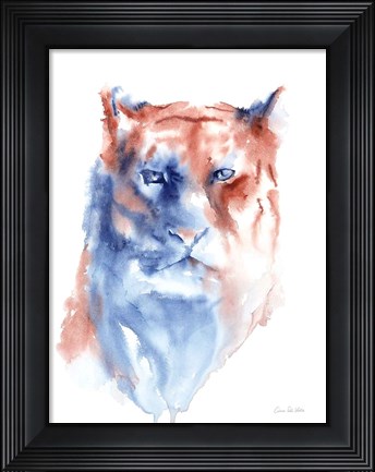 Framed Copper and Blue Lioness Print