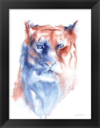 Framed Copper and Blue Lioness Print