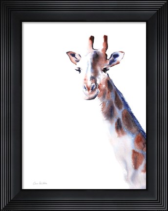 Framed Copper and Blue Giraffe Print