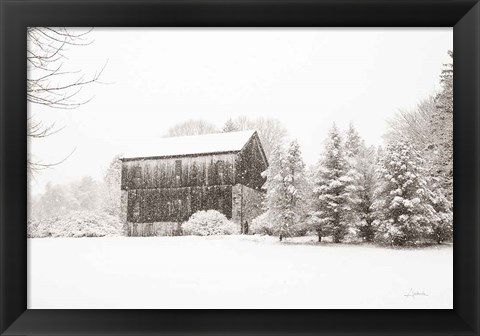 Framed First Snow BW Crop Print