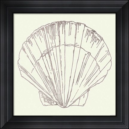 Framed Coastal Breeze Shell Sketches V Silver Print