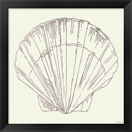 Framed Coastal Breeze Shell Sketches V Silver Print