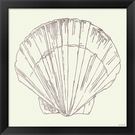 Framed Coastal Breeze Shell Sketches V Silver Print