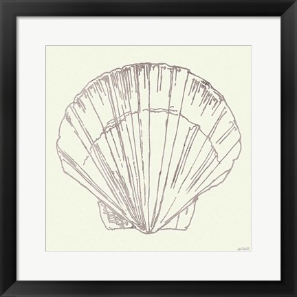 Framed Coastal Breeze Shell Sketches V Silver Print