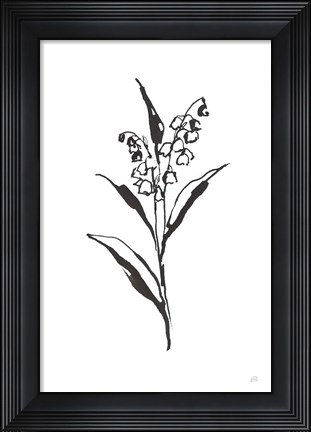 Framed Line Lily of the Valley II Print