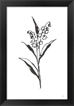 Framed Line Lily of the Valley II Print