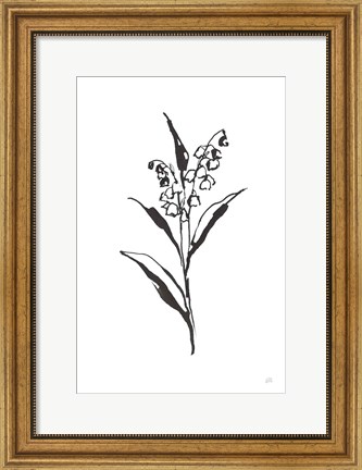 Framed Line Lily of the Valley II Print