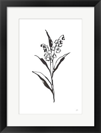 Framed Line Lily of the Valley II Print