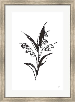 Framed Line Lily of the Valley I Print