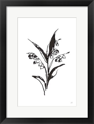 Framed Line Lily of the Valley I Print