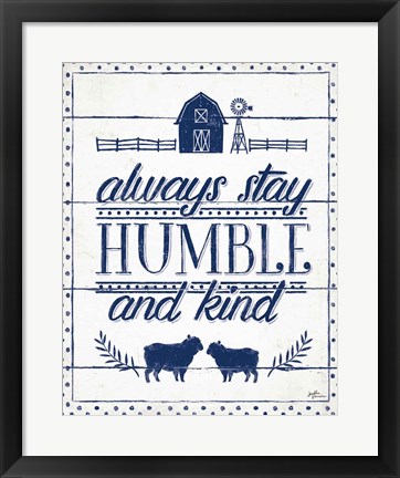 Framed Country Thoughts IV Indigo White Print