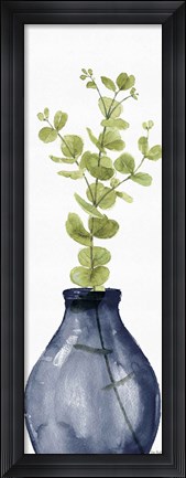 Framed Mixed Greenery II Navy Print
