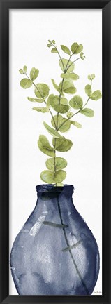 Framed Mixed Greenery II Navy Print