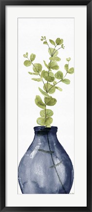 Framed Mixed Greenery II Navy Print