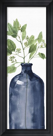 Framed Mixed Greenery I Navy Print