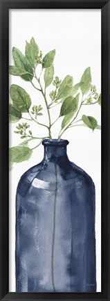 Framed Mixed Greenery I Navy Print