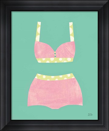Framed Bathing Beauties III Pastel Print