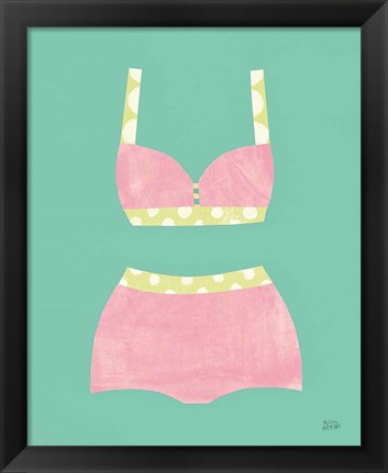 Framed Bathing Beauties III Pastel Print