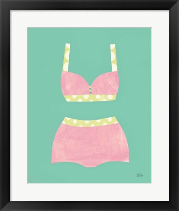 Framed Bathing Beauties III Pastel Print