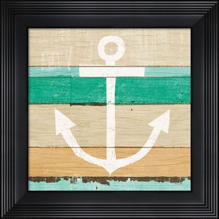 Framed Beachscape III Anchor Green Print