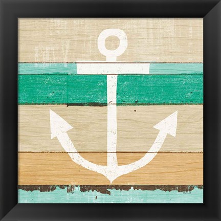 Framed Beachscape III Anchor Green Print