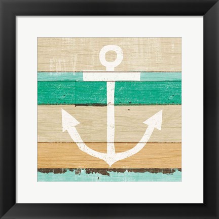 Framed Beachscape III Anchor Green Print