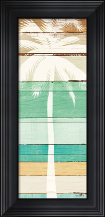 Framed Beachscape Palms V Green Print